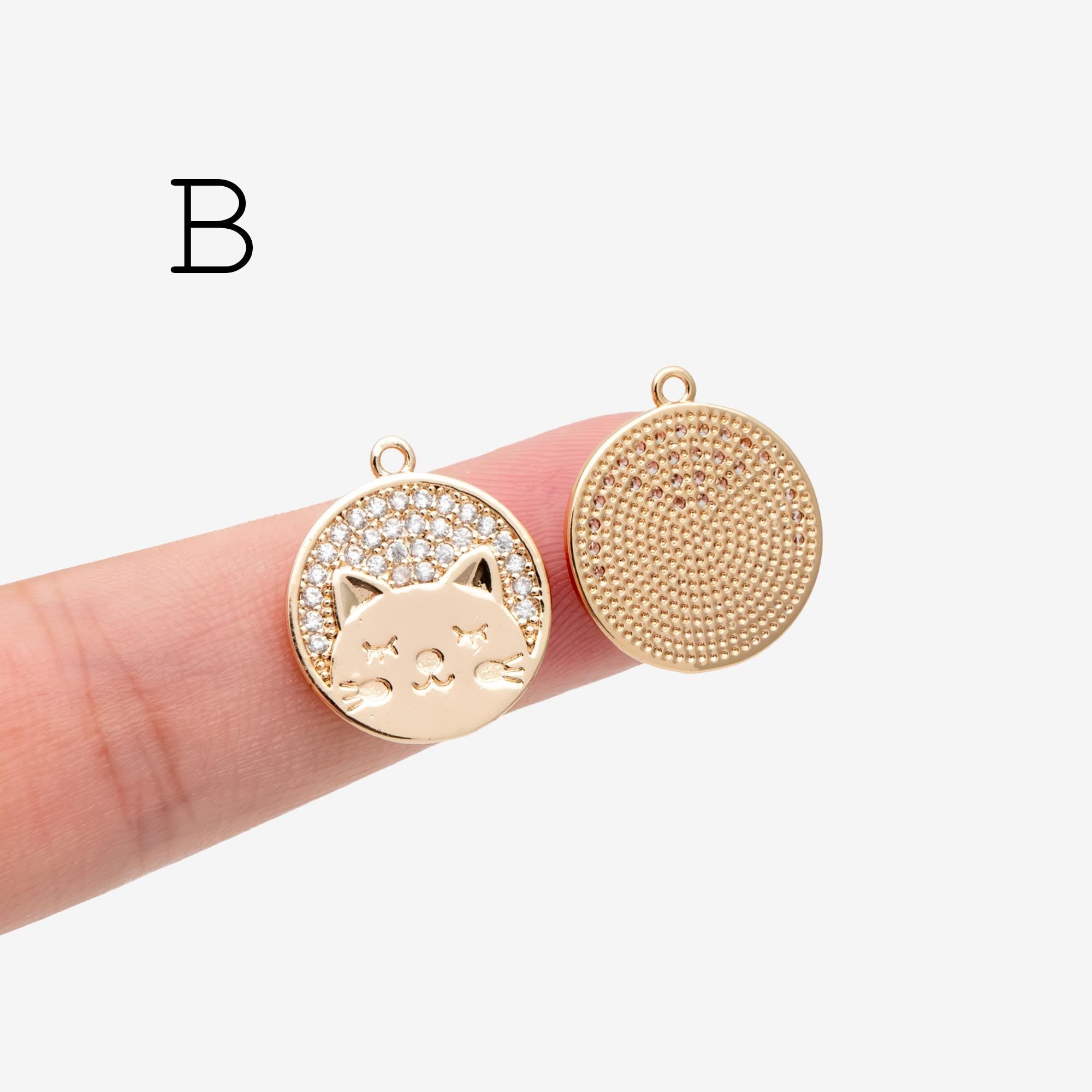 4pcs CZ Pave Gold Animal Charms, Earring Findings, Jewelry Making, Diy Material, Jewelry Supplies (GB-2507)